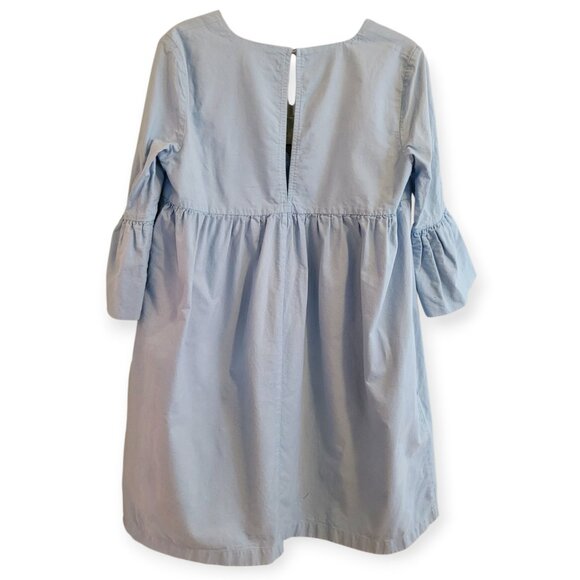 Sunday Best Babydoll Baby Blue Mini Dress Bell Sleeve Keyhole Poplin Cotton S - Picture 4 of 11